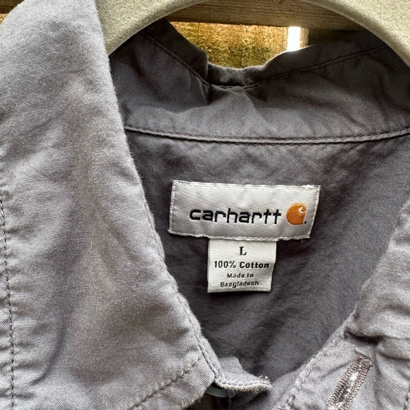 Carhartt Mens Original Collared Button Down Short Sleeve Tee in Dark Grey - Picture 4 of 7